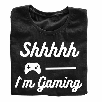 Shhhhh.. I am Gaming Funny Printed Black Adults Unisex Men Women Summer Winter Cotton Crew Neck Casual T-Shirt - Top Tee