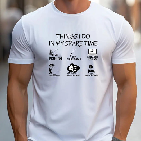 Things I Do in My Spare Time Go Fishing T-Shirt - Funny Fishing Lover Gift Idea for Men & Women - Soft Cotton Tee for Anglers & Hobbyists