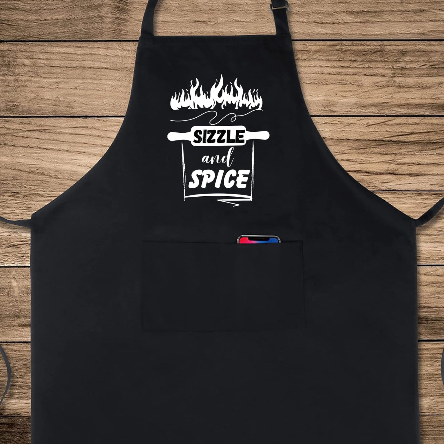 Sizzle And Spice Funny Aprons for men Printed Apron Gift for Her Chef Apron Kitchen Apron BBQ Apron Gift Baking Apron Father Day Gift