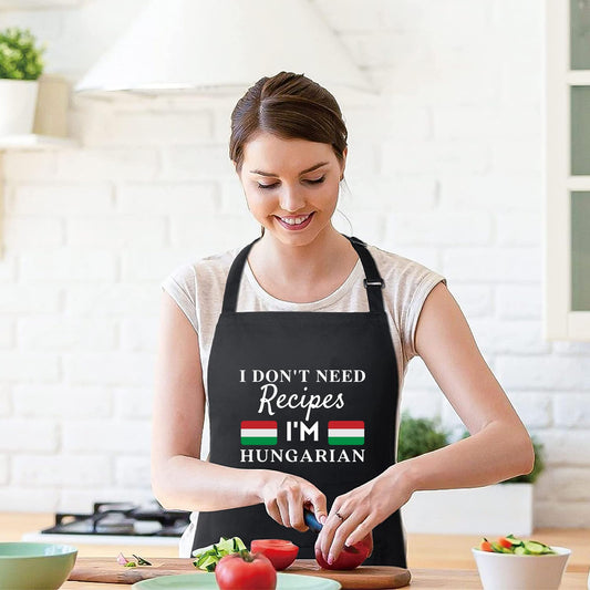 I Don't Need Recipes, I'm Hungarian Adjustable Long Apron with two Pockets Chefs Home Cooks Baking Cooking Kitchen Grilling and BBQ Apron gift for him her