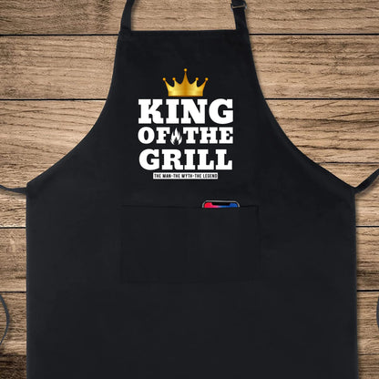 King Of The Grill Funny Aprons for men Printed Apron Gift for Her Chef Apron Kitchen Apron BBQ Apron Gift Baking Apron Father Day Gift