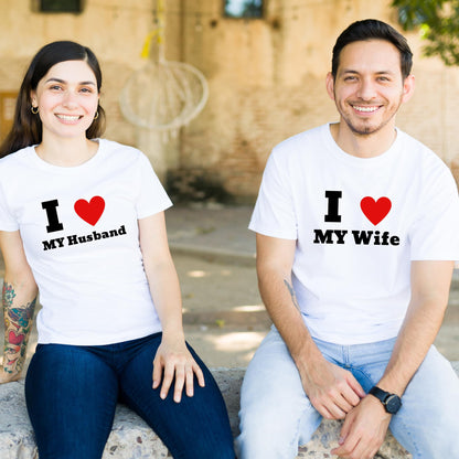 I Heart Personalised Cotton T-Shirt, White and Black, S-XXL - Top Tee