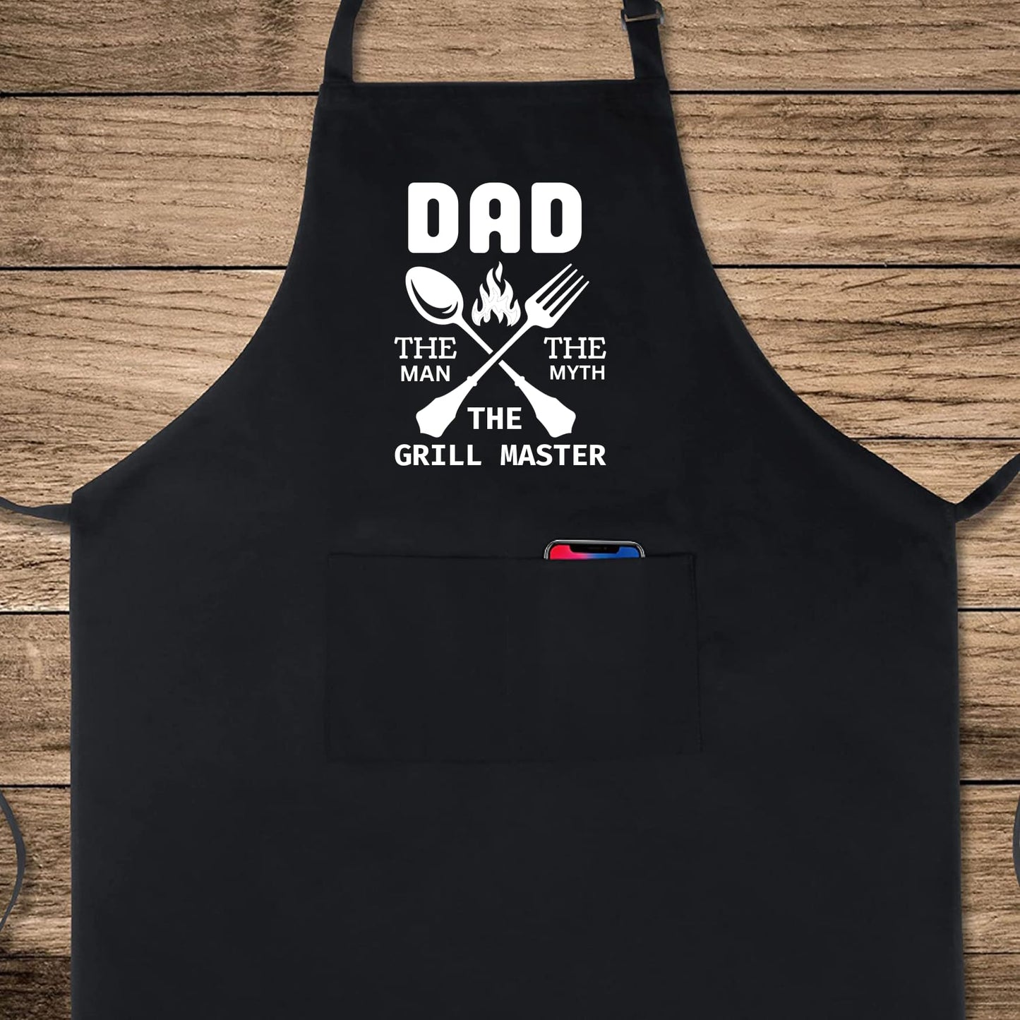 Dad The Man The Myth The Grill Master Funny Aprons for men Printed Apron Gift for Her Chef Apron Kitchen Apron BBQ Apron Gift Baking Apron Father Day Gift