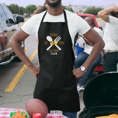 King Of The Kitchen Custom Apron Personalised Chef Aprons Grill Apron Gift for Him Her Aprons for Mens Dad Apron Kitchen Apron BBQ Apron Father Day Gift Black Apron