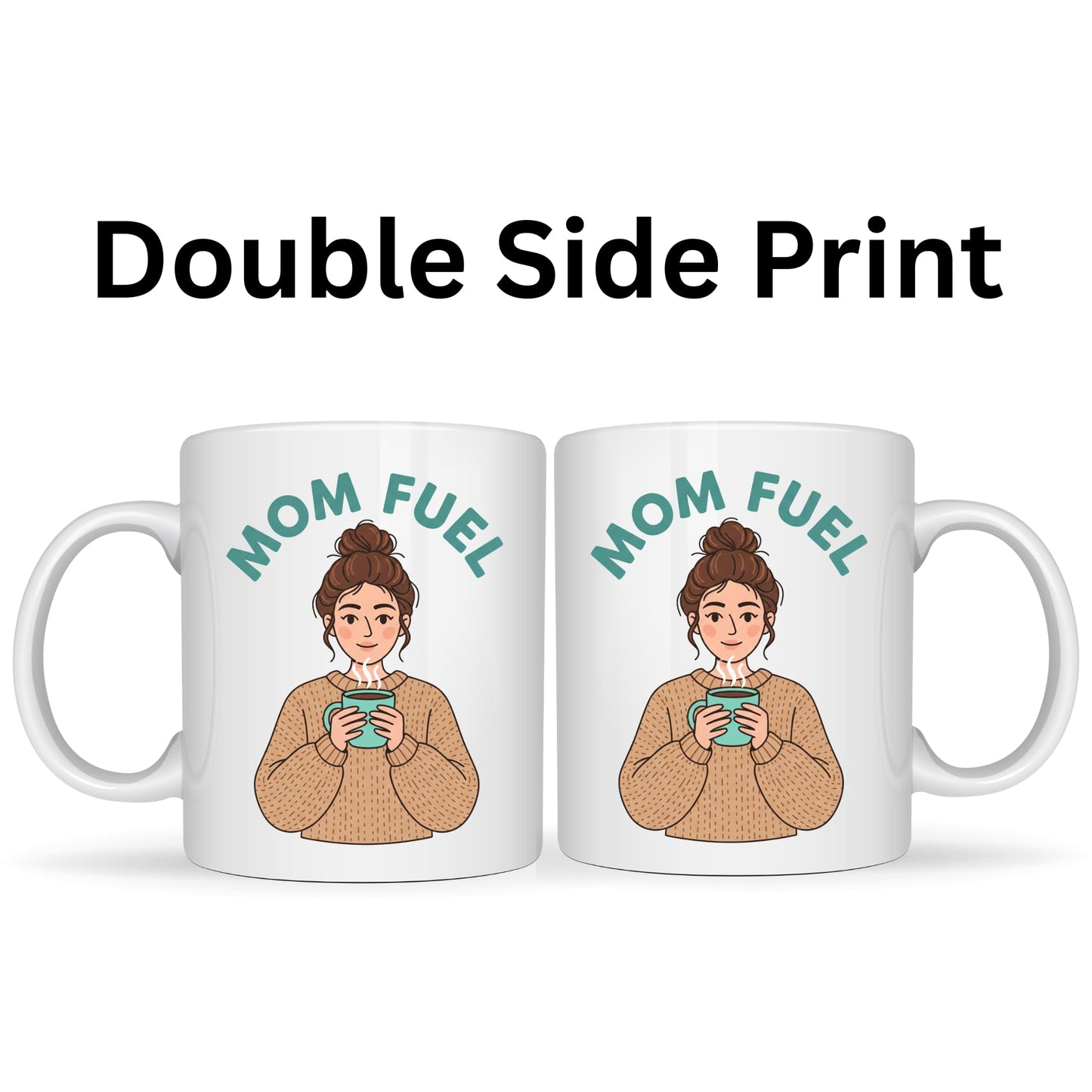 Be Buz Mom Fuel Coffee Mug - Cute Mother’s Illustration Ceramic Tea Cup, 11oz White Mug, Perfect Birthday, Mother's Day or New Mom Gift