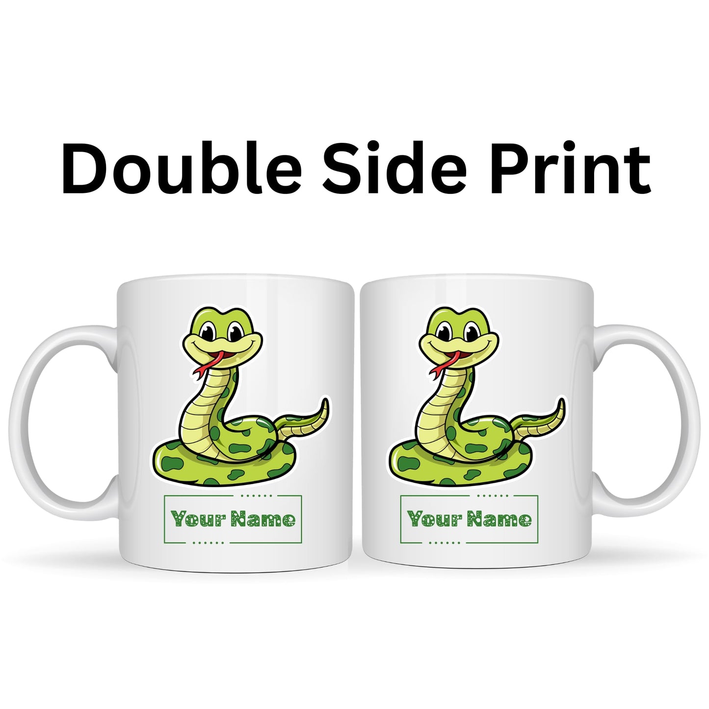 Personalized Snake Mug, Custom Name Ceramic Coffee Cup, Reptile Lover Gift for Kids, Zoologists and Snake Lovers