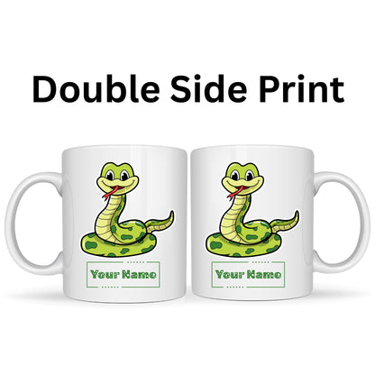 Personalized Snake Mug, Custom Name Ceramic Coffee Cup, Reptile Lover Gift for Kids, Zoologists and Snake Lovers