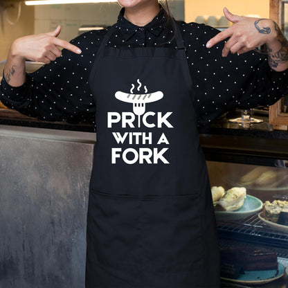 Prick with a Fork Apron - Funny Baking Apron for Home Bakers Chefs and Cooking Enthusiasts Adjustable Bib Apron with Pockets Gift for Bakers