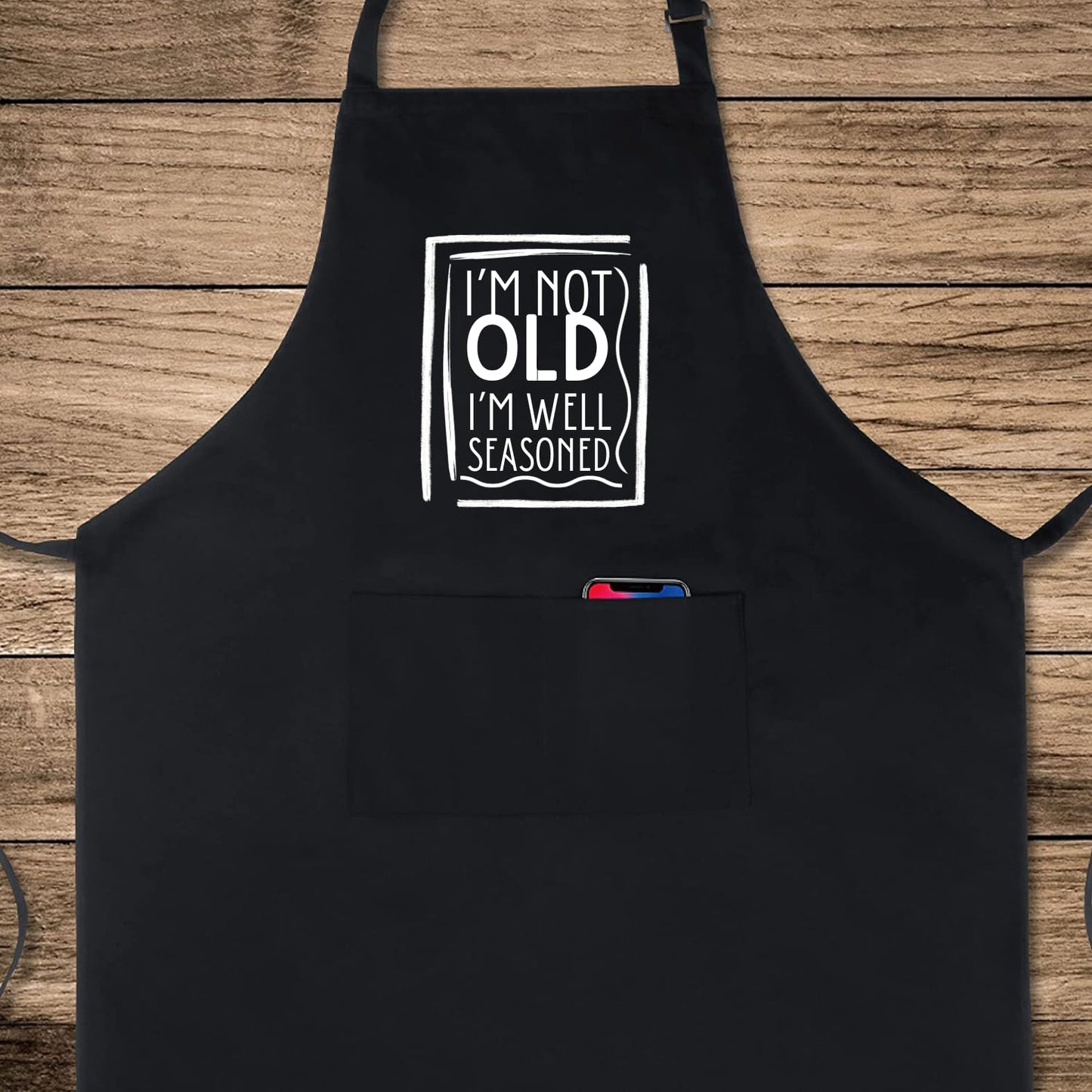 I'M Not Old I'M Well Seasoned Funny Aprons for men Printed Apron Gift for Her Chef Apron Kitchen Apron BBQ Apron Gift Baking Apron Father Day Gift