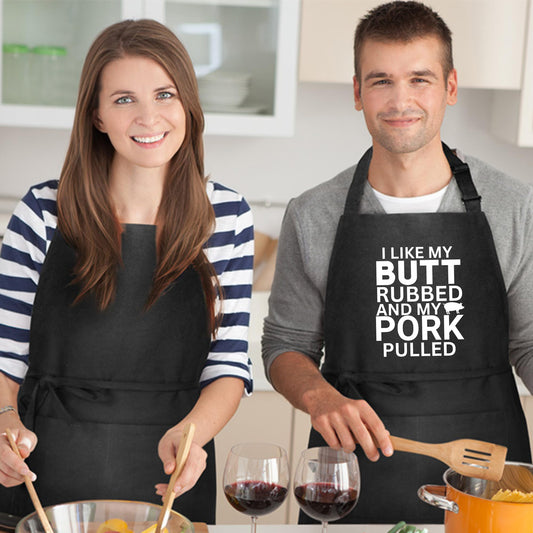 Be Buz I Like My Butt Rubbed and My Pork Pulled Funny Aprons for Women Gift for her Chef Apron Kitchen Apron BBQ Apron Gift Father Day