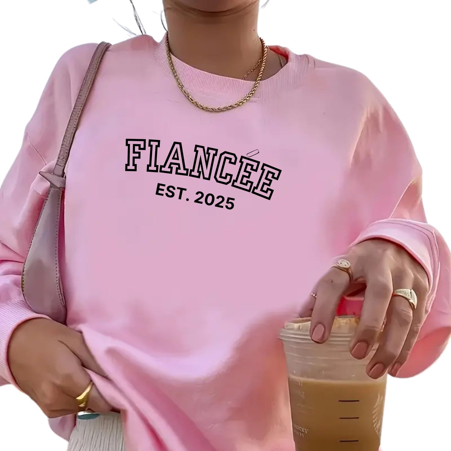 Be Buz Fiancée Est. 2025 Sweatshirt Engagement Gift for Women Future Bride Pullover Cute Bridal Shower Outfit Long Sleeve - Top Tee