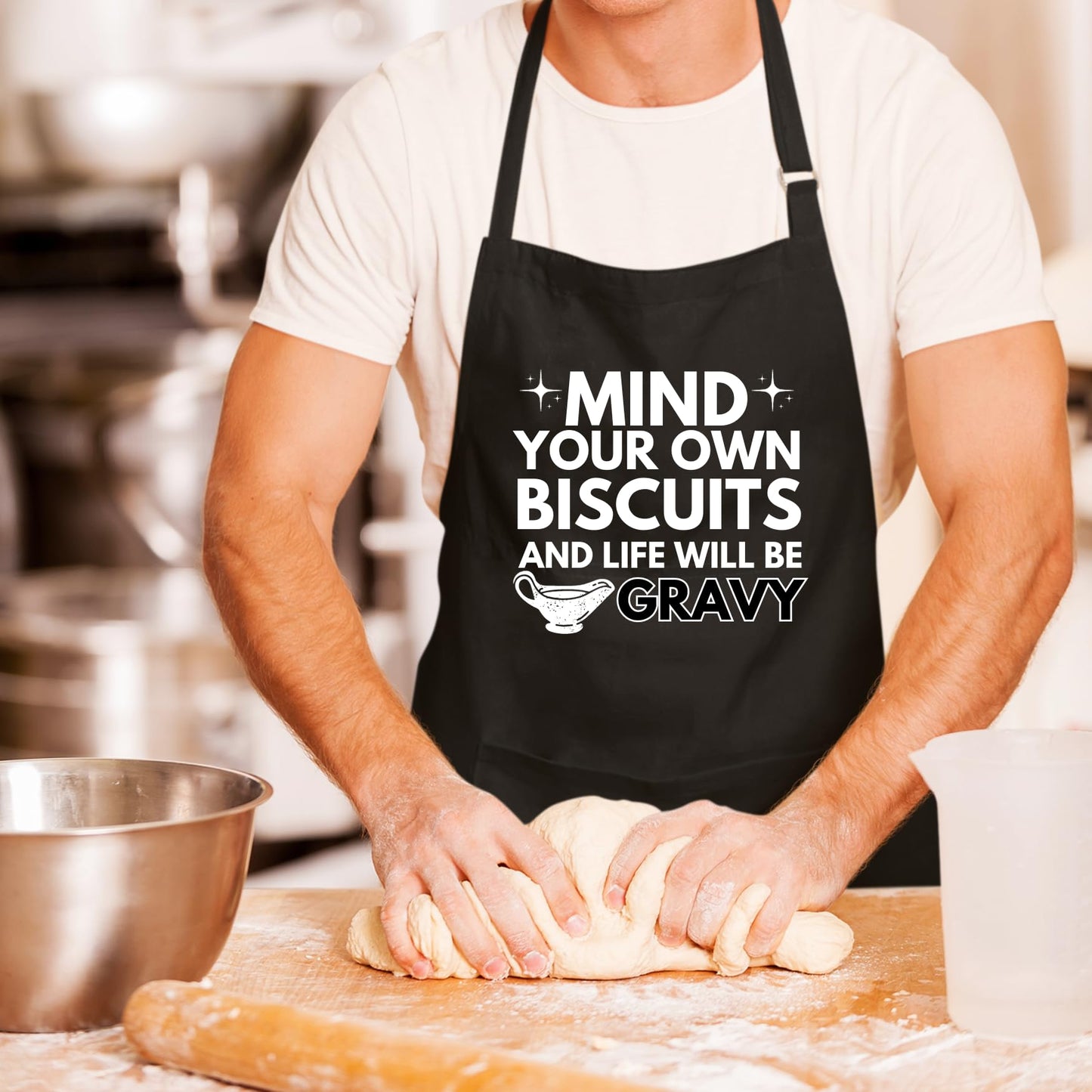Mind Your Own Biscuits And Life Will Be Gravy Funny Aprons for men Printed Apron Gift for Her Chef Apron Kitchen Apron BBQ Apron Gift Baking Apron Father Day Gift