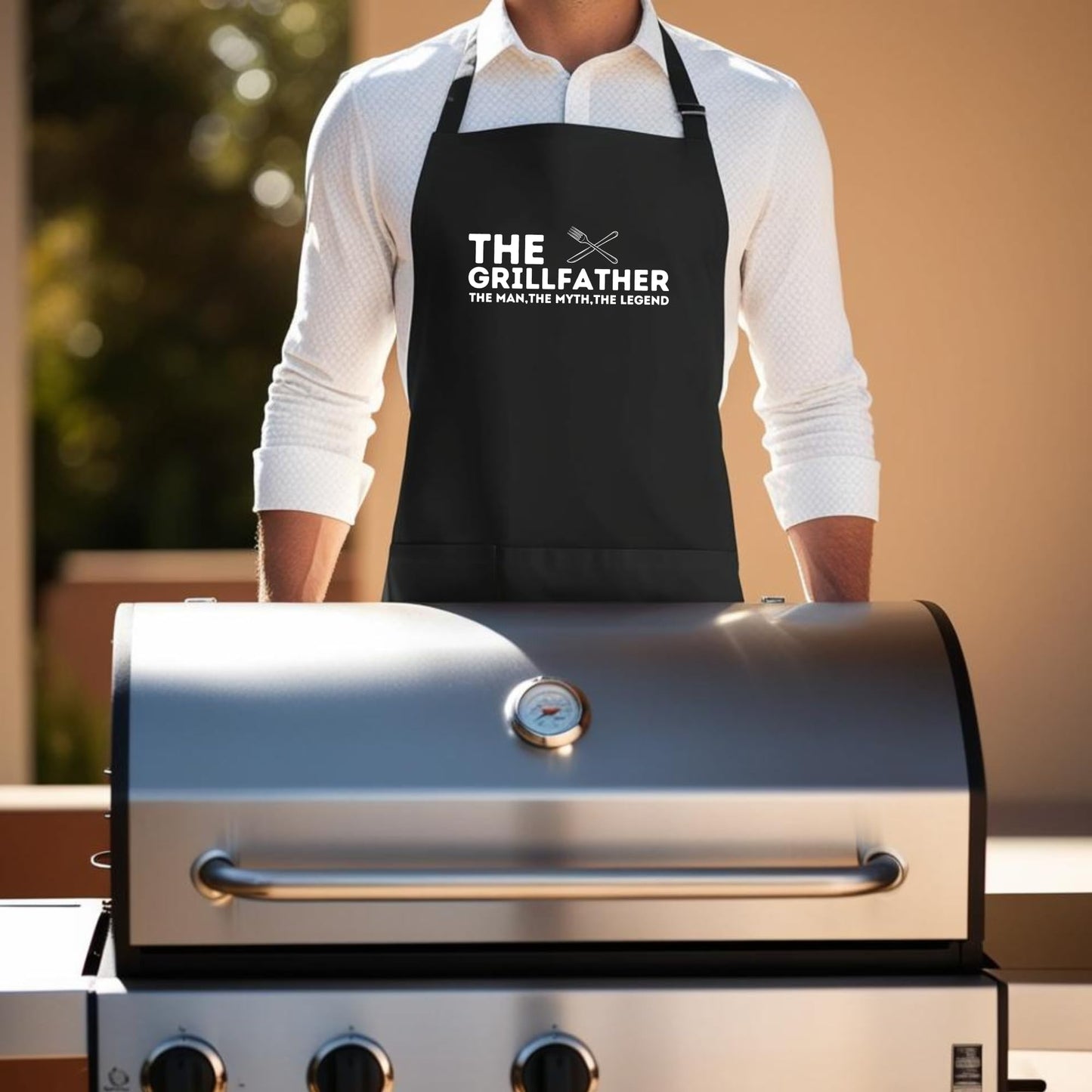 The Grillfather The Man, The Myth, The Legend Funny Aprons for men Printed Apron Gift for Her Chef Apron Kitchen Apron BBQ Apron Gift Baking Apron Father Day Gift