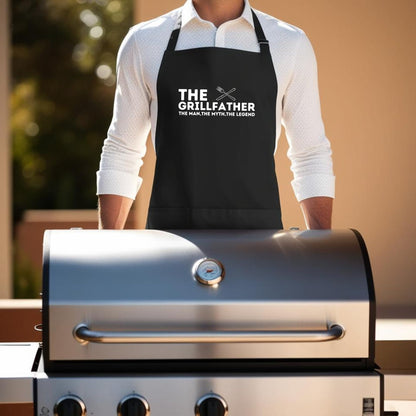 The Grillfather The Man, The Myth, The Legend Funny Aprons for men Printed Apron Gift for Her Chef Apron Kitchen Apron BBQ Apron Gift Baking Apron Father Day Gift