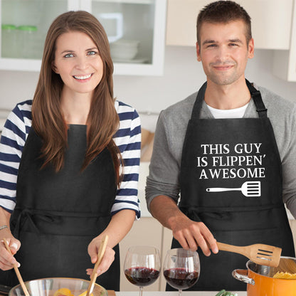 This Guy is Flipping Awesome Hilarious BBQ and Cooking Apron for Men and Women Gift for Chef and Food Lovers Funny Kitchen Apron for Cooking, Grilling, Baking