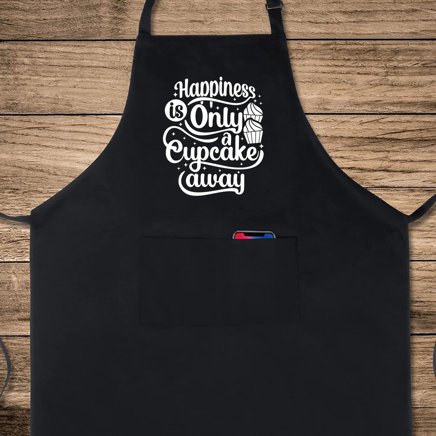 Happiness Is Only a Cupcake Away Funny Aprons for men Printed Apron Gift for Her Chef Apron Kitchen Apron BBQ Apron Gift Baking Apron Father Day Gift