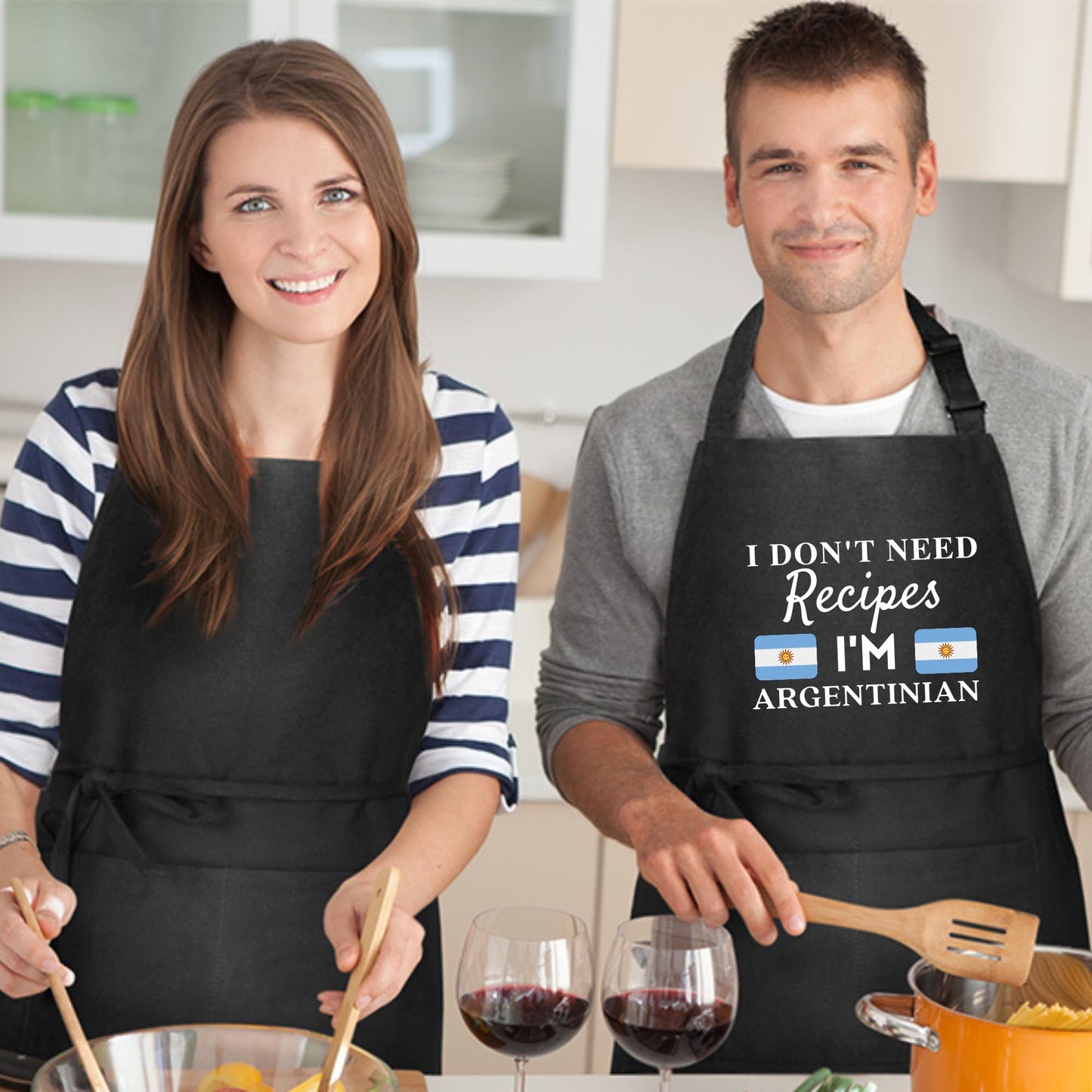 I Don't Need Recipes, I'm Argentinian Adjustable Long Apron with two Pockets Chefs Home Cooks Cooking, Kitchen, and Grilling BBQ Apron gift for him her