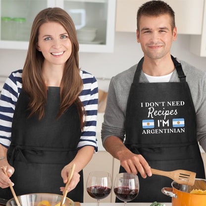 I Don't Need Recipes, I'm Argentinian Adjustable Long Apron with two Pockets Chefs Home Cooks Cooking, Kitchen, and Grilling BBQ Apron gift for him her