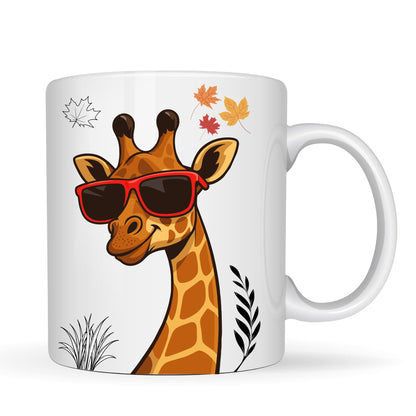 Funny Giraffe Coffee Mug with Sunglasses, White Ceramic, 325ml Capacity Cup for Men and Women Mug Gift for Animal Lovers, Mom, Dad, Christmas, New Year