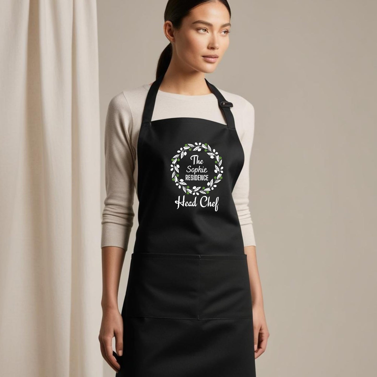 Custom Head Chef Apron Personalised Chef Grill Apron Gift for Him Her for Mens and Womens Dad Kitchen BBQ Father Day Gift Black Apron