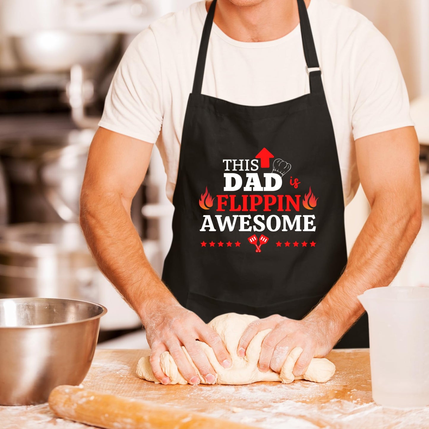 This Dad Is Flippin Awesome Funny Aprons for men Printed Apron Gift for Her Chef Apron Kitchen Apron BBQ Apron Gift Baking Apron Father Day Gift