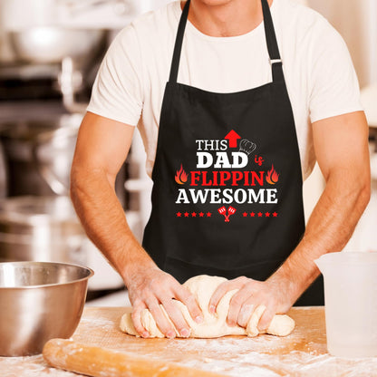 This Dad Is Flippin Awesome Funny Aprons for men Printed Apron Gift for Her Chef Apron Kitchen Apron BBQ Apron Gift Baking Apron Father Day Gift