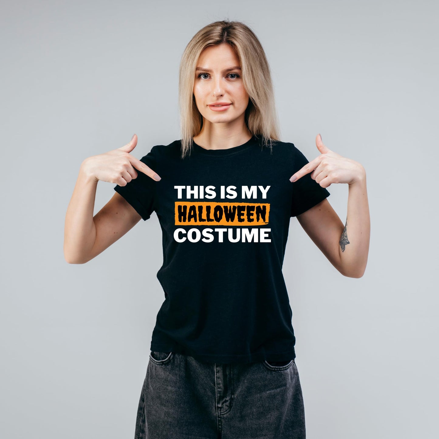 Be Buz This is My Halloween Costume Halloween Party Fun Adults Logo Printed Unisex Men Women Summer Winter Cotton Crew Neck Casual T-Shirt - Top Tee