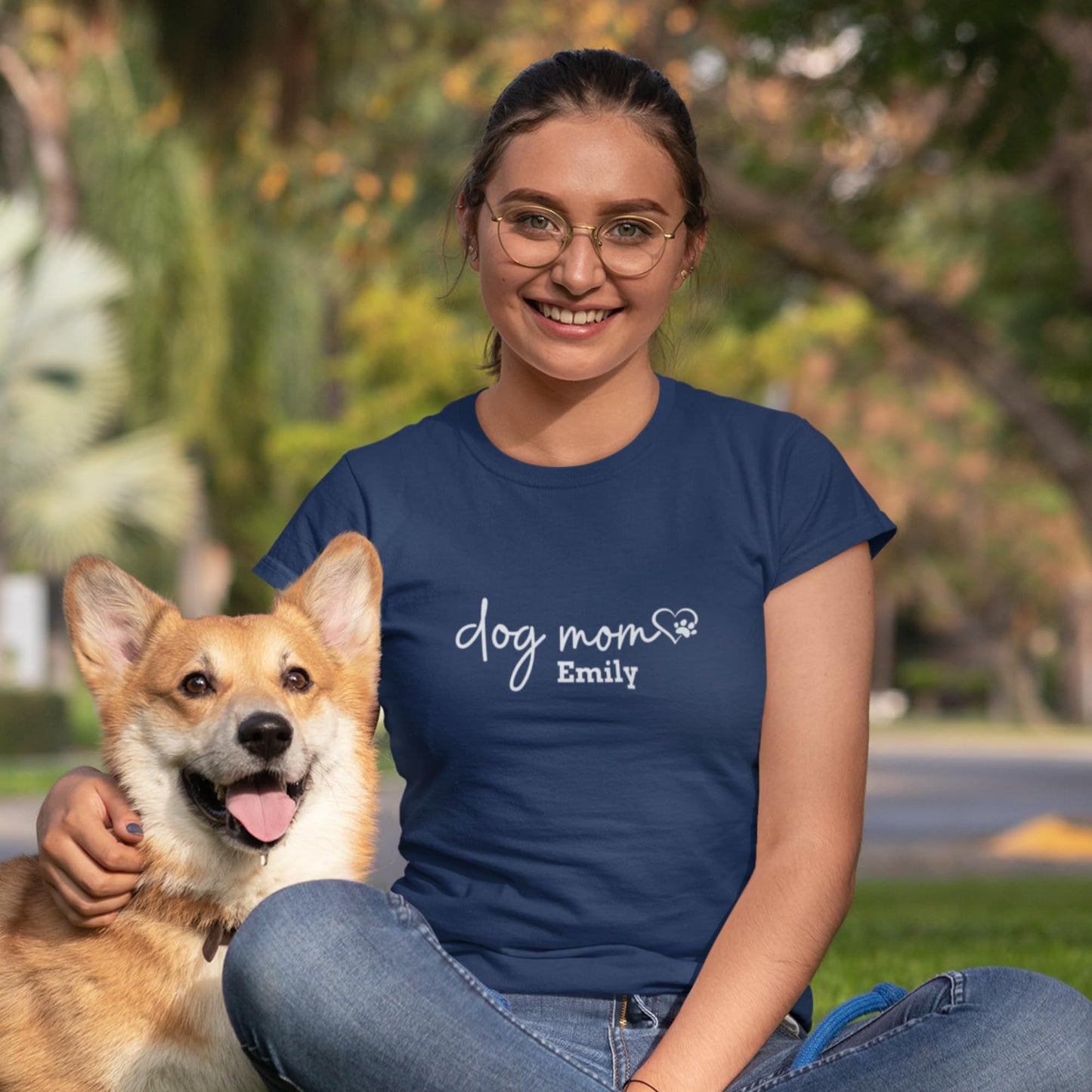 Be Buz Custom Dog Mom T-Shirt Personalized Women's Shirt Pet Lover Women's Graphic Birthday Gift for Her