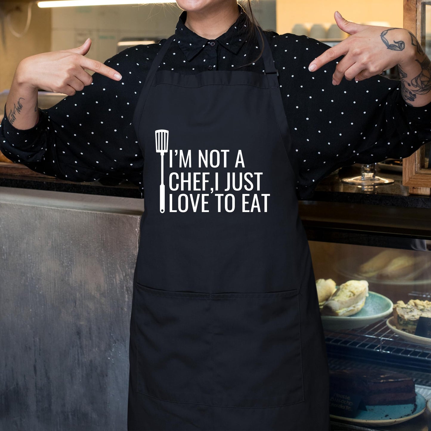I am Not A Chef I Just Love to Eat Funny Aprons for Women Aprons for Men Gift for Her Chef Apron Kitchen Apron BBQ Apron Grill Apron Father Day Gift Black Apron