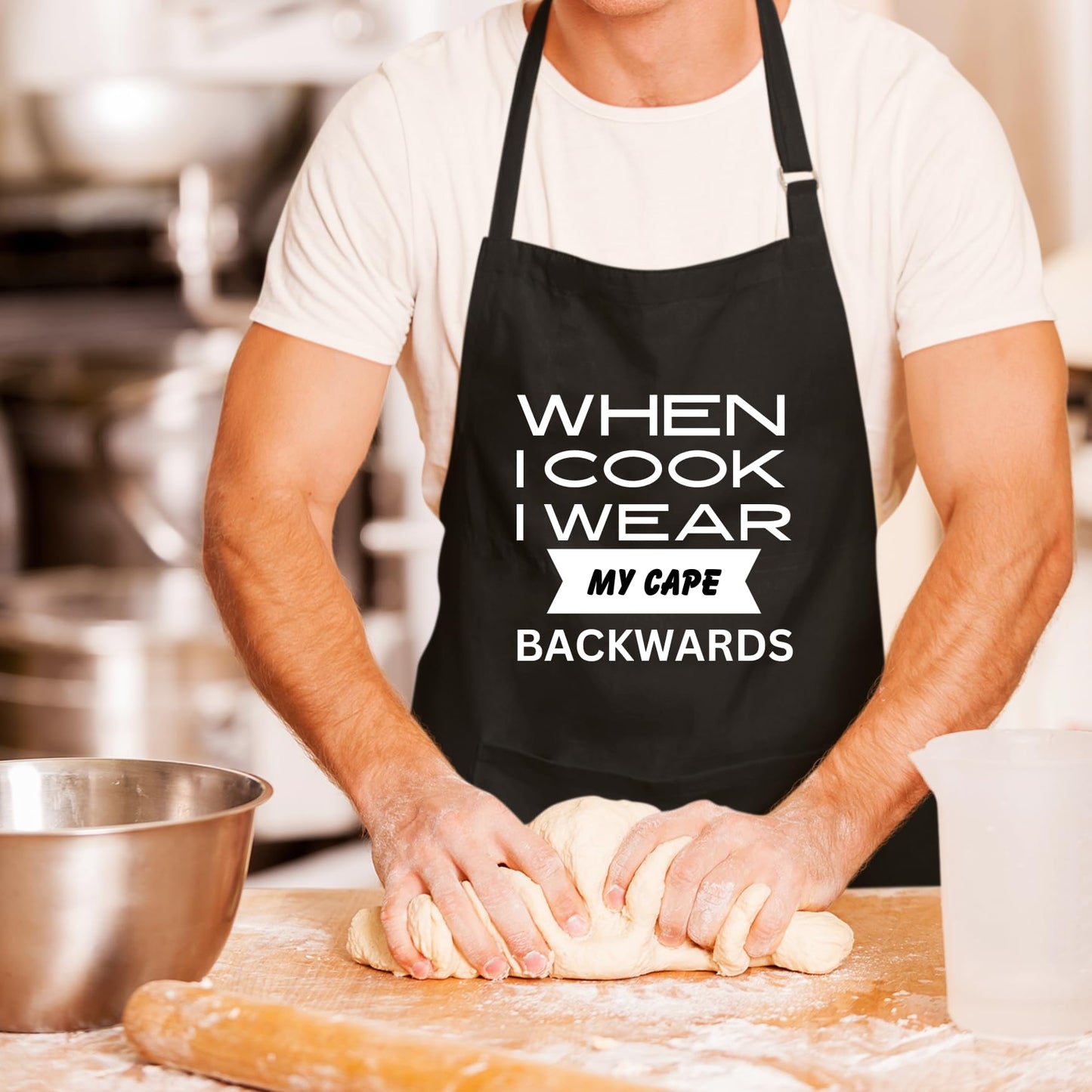 When I Cook I Wear My Cap Backwards Funny Aprons for men Printed Apron Gift for Her Chef Apron Kitchen Apron BBQ Apron Gift Baking Apron Father Day Gift