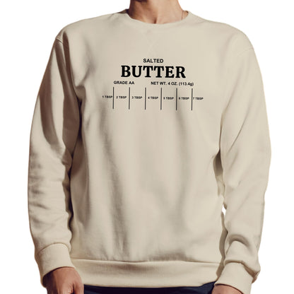 Be Buz Salted Butter Grade Sweatshirt Funny Foodie Pullover for Men and Women Dairy Lover Gift Cozy Unisex Crewneck for Butter Fans