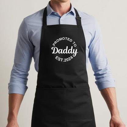 Promoted to Daddy Funny Aprons for Mens Dad Aprons Gift for Him Chef Apron Kitchen Apron BBQ Apron Grill Apron Father Day Gift Black Apron