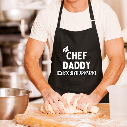 Chef Daddy Trophy Husband Funny Aprons for men Printed Apron Gift for Her Chef Apron Kitchen Apron BBQ Apron Gift Baking Apron Father Day Gift