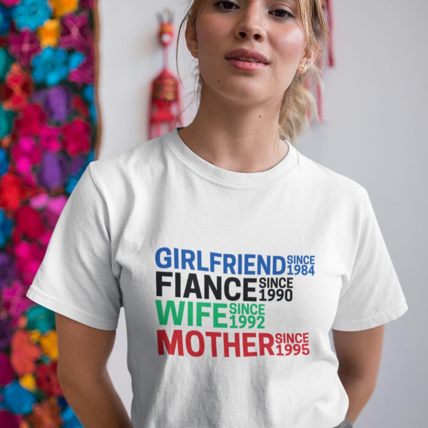 Be Buz Custom Girlfriend Fiancé Wife Mother T-Shirt Personalized Date Milestone Women’s Graphic Tee Funny Relationship Shirt