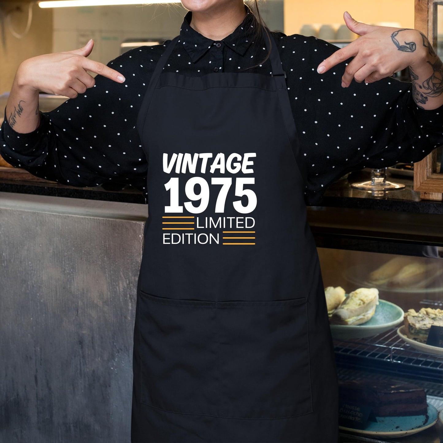 49Th Birthday Gift for Men or Women Born in 1975 Limited Edition Apron Kitchen Apron Gift for Him Her Aprons for Mens Dad Apron Chef Apron BBQ Apron Father Day Gift Black Apron