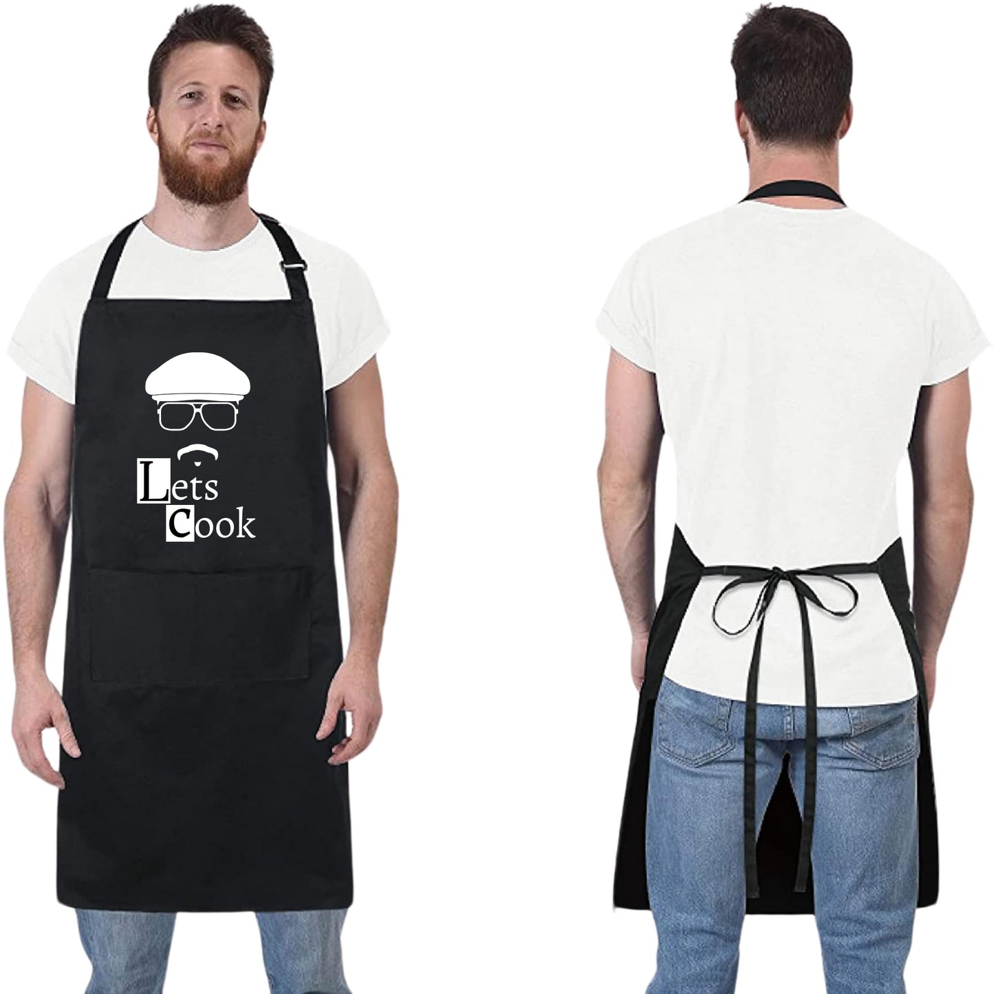 Lets Cook Funny Aprons for Mens Dad Aprons Gift for Him Her Chef Apron Kitchen Apron BBQ Apron Grill Apron Father Day Gift Black Apron