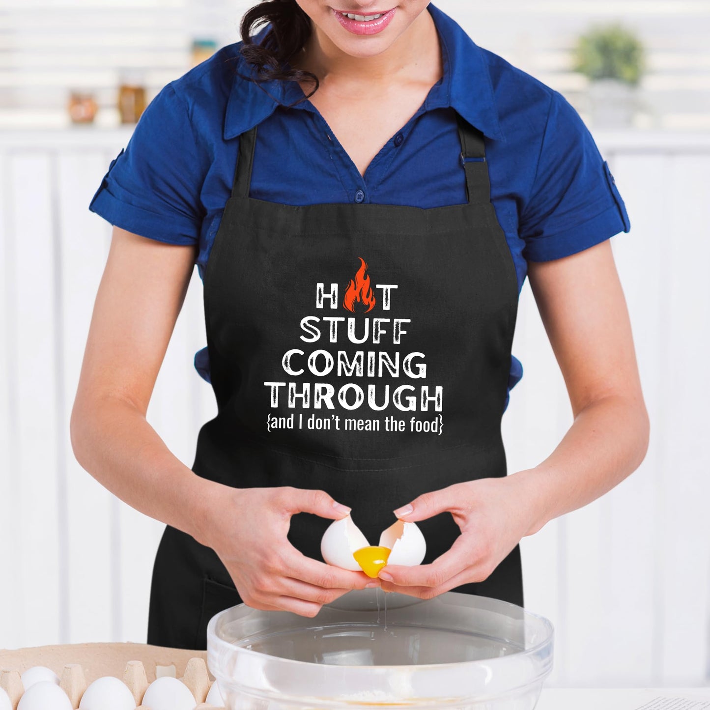 Hot Stuff Coming Through And I Don't Mean The food Funny Aprons for Women Printed Apron Gift for Her Chef Apron Kitchen Apron BBQ Apron Gift Baking Apron Father Day Gift