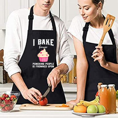 I Bake Because Punching People Frowned Upon Funny Aprons for Men Women Gift for her Chef Apron Kitchen Apron BBQ