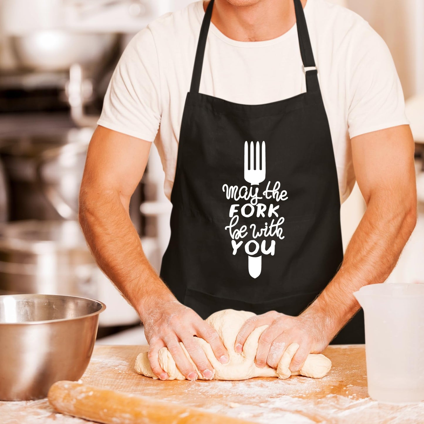 May The Fork Be With You Funny Aprons for men Printed Apron Gift for Her Chef Apron Kitchen Apron BBQ Apron Gift Baking Apron Father Day Gift