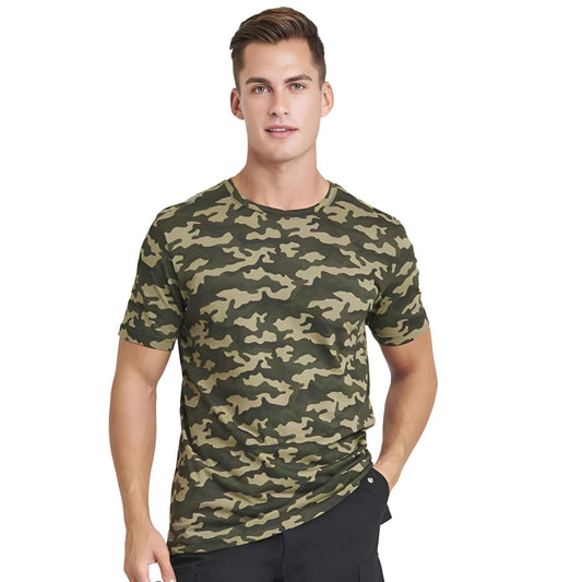 Be Buz Personalized Camouflage T-Shirt Unisex Short Sleeve Military Print Cotton Custom Text Camo T-Shirt