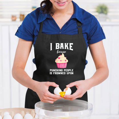 I Bake Because Punching People Frowned Upon Funny Aprons for Men Women Gift for her Chef Apron Kitchen Apron BBQ