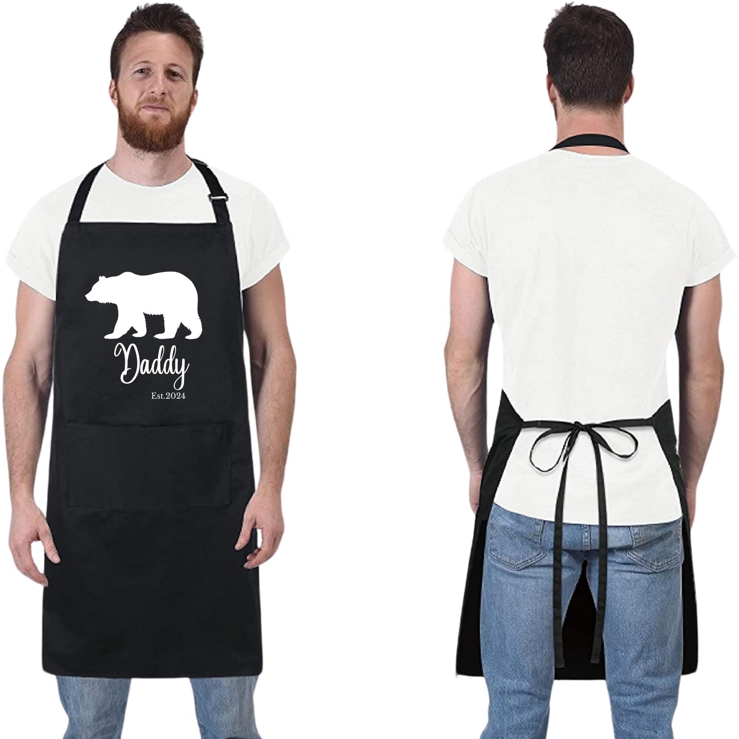 Daddy Bear Funny Aprons for Mens Dad Aprons Gift for Him Chef Apron Bear Dad Apron Kitchen Apron BBQ Apron Grill Apron Father Day Gift Black Apron