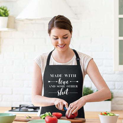 Made With Love And Some Other Sh!t Funny Aprons for men Printed Apron Gift for Her Chef Apron Kitchen Apron BBQ Apron Gift Baking Apron Father Day Gift
