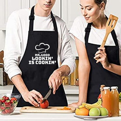 Be Buz MR Good Lookin' is Cookin' Funny Apron for Men Women Gift for her Chef Apron Kitchen Apron BBQ Apron