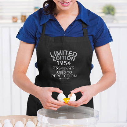 70Th Birthday Gifts - Limited Edition “Aged to Perfection” Apron Kitchen Apron Gift for Him Her Aprons for Mens Dad Apron Chef Apron Kitchen Apron BBQ Apron Father Day Gift Black Apron