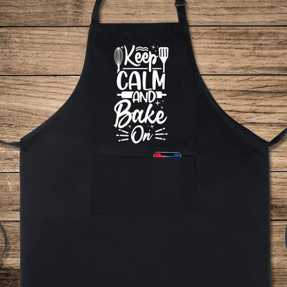 Keep Calm And Bake On Funny Aprons for men Printed Apron Gift for Her Chef Apron Kitchen Apron BBQ Apron Gift Baking Apron Father Day Gift