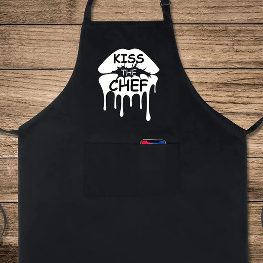 Kiss The Chef Funny Aprons for men Printed Apron Gift for Her Chef Apron Kitchen Apron BBQ Apron Gift Baking Apron Father Day Gift