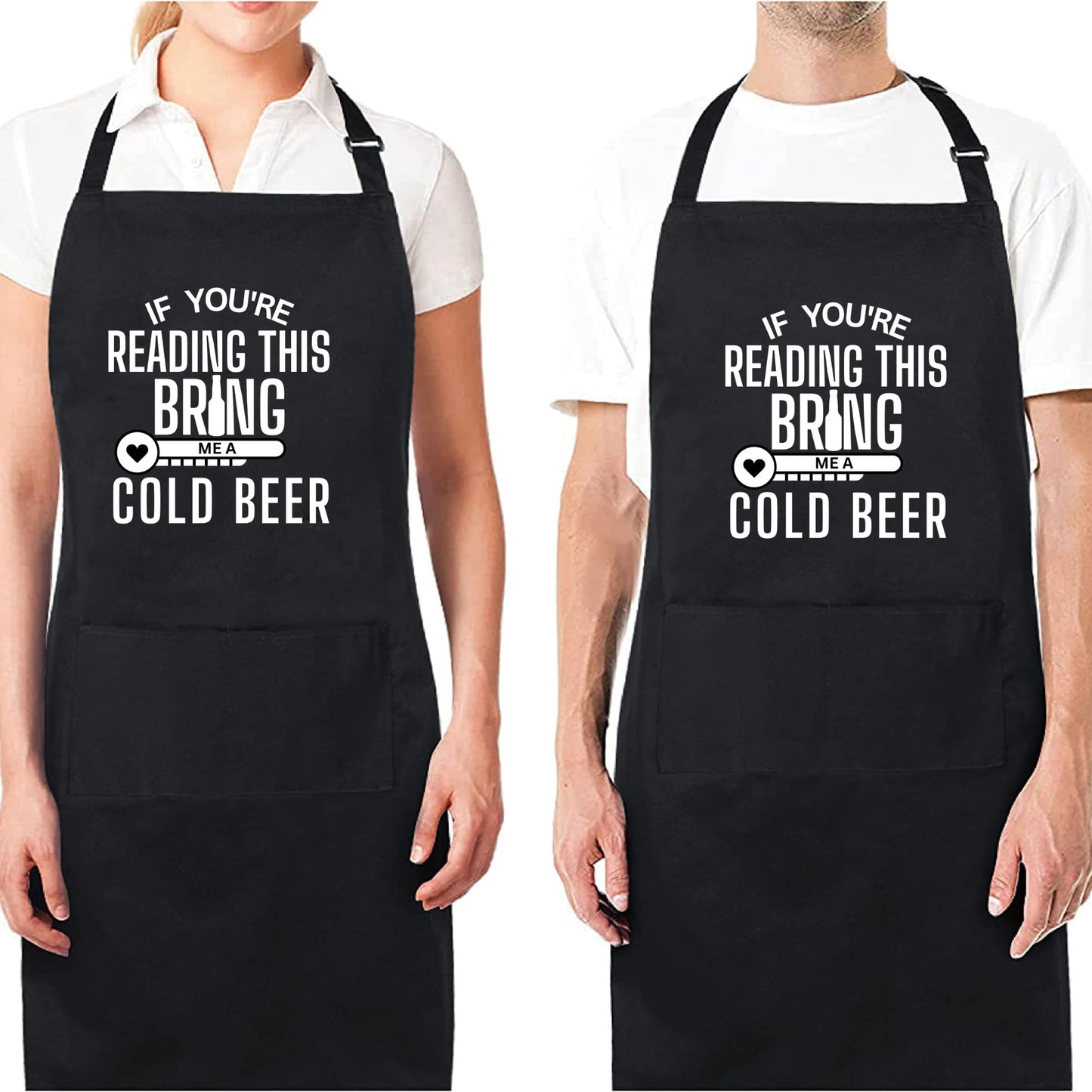 If You are Reading This Bring Me A Cold Beer Aprons for Women men Funny Printed Apron Gift for Her Chef Apron Kitchen Apron BBQ Apron Gift Baking Apron Father Day Gift
