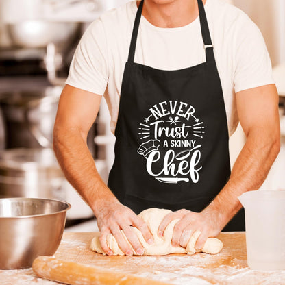 Never Trust A Skinny Chef Funny Aprons for men Printed Apron Gift for Her Chef Apron Kitchen Apron BBQ Apron Gift Baking Apron Father Day Gift