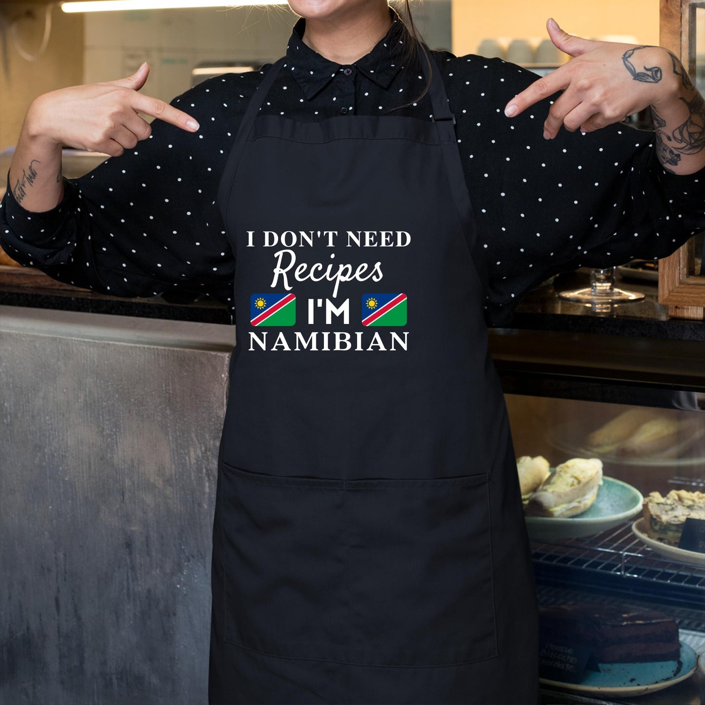I Don't Need Recipes, I'm Namibian Adjustable Long Apron with two Pockets Chefs Home Cooks Baking Cooking Kitchen Grilling and BBQ Apron gift for him her